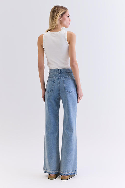 CALÇA JEANS RETA AZUL CLARO